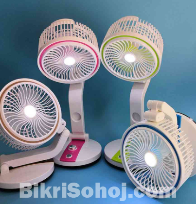 Rechargeable Folding Table Fan with Led Light